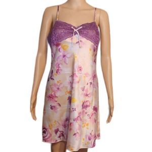 Morgan Taylor Intimates Nightgown Slip Floral Lace  Purple Pink Womens Medium